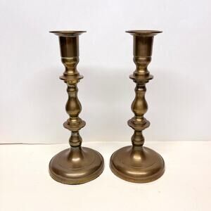 Pair of Vintage Gatco 9.5" Solid Brass Candlesticks Made in India